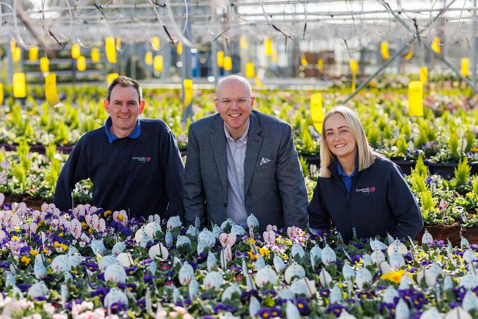 Andrew McCully, Managing Director at Dundonald Nurseries, Nigel Doherty, Produce Buying Manager at Tesco NI and Sophie McCully, Business Development Manager at Dundonald Nurseries.